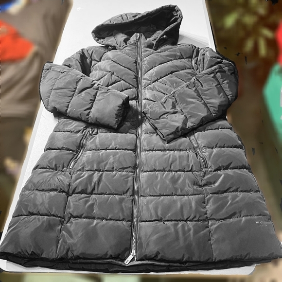 Kenneth Cole Reaction Long Down Quilted Puffer Winter Coat Hooded Women's XXL - Picture 3 of 10